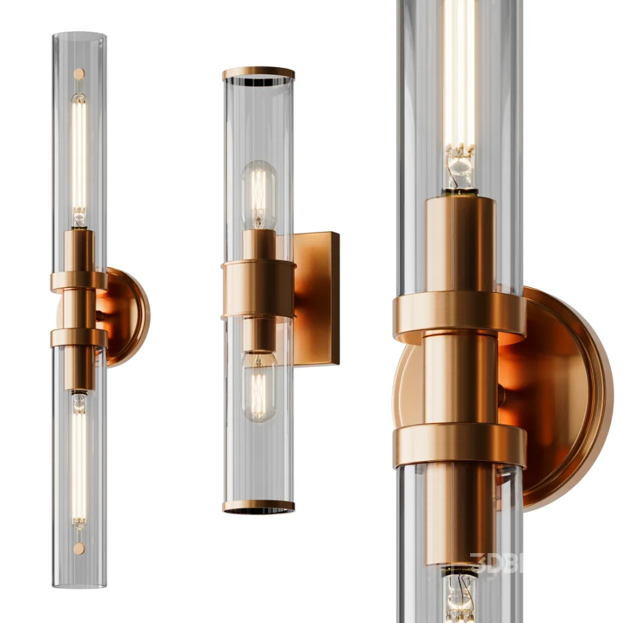 Simple Glass Cylinder Sconce And Daphne Vanity Light Image 1