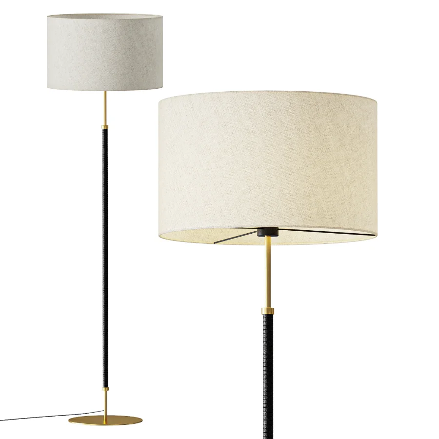 AMPM Jihana Brass Metal Linen Floor Lamp Image 1