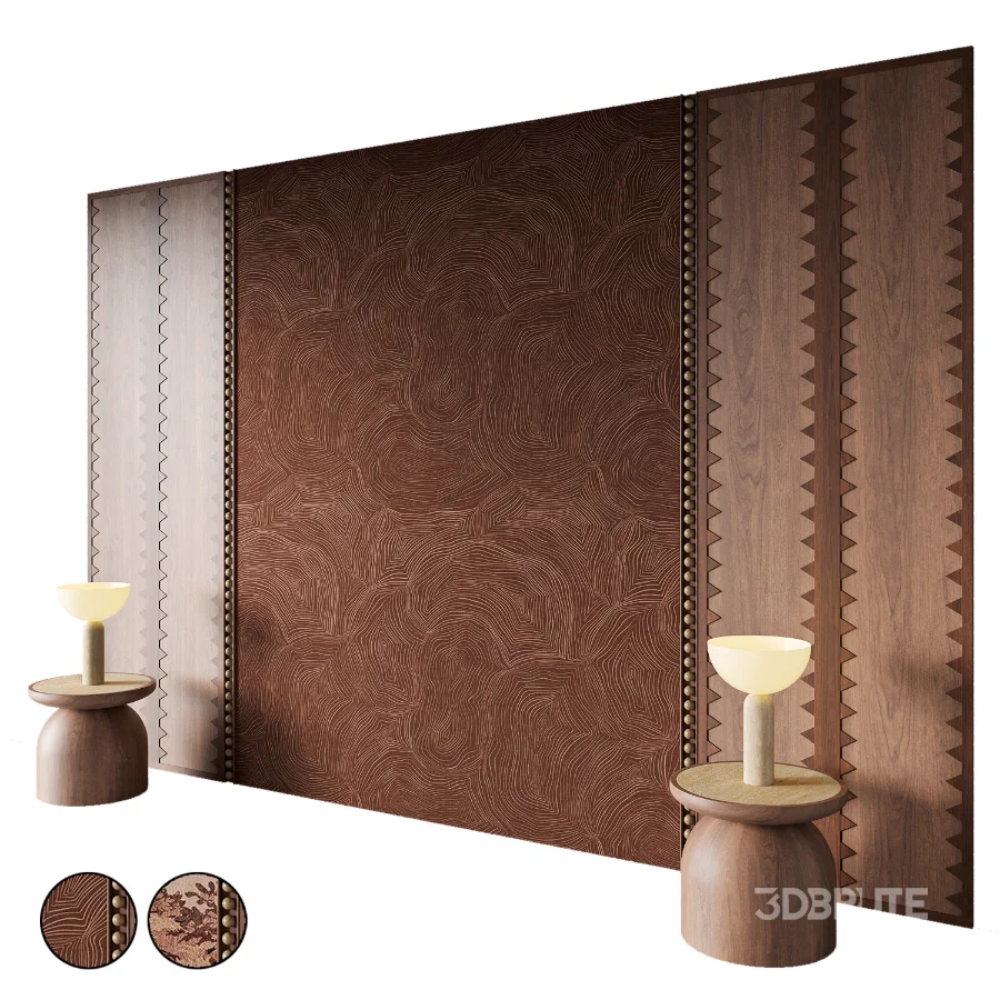Timeless Wood Headboard with Artistic Panels Image 1