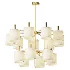Ellis Two Tier Chandelier Antique Brass Linen Shades - Thumbnail 2
