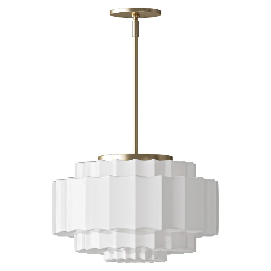 Antique Brass Tiered Opal White Glass Pendant Light Image 2