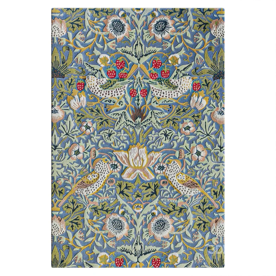 Hand Tufted Wool Floral Area Rug in Blue Image 2