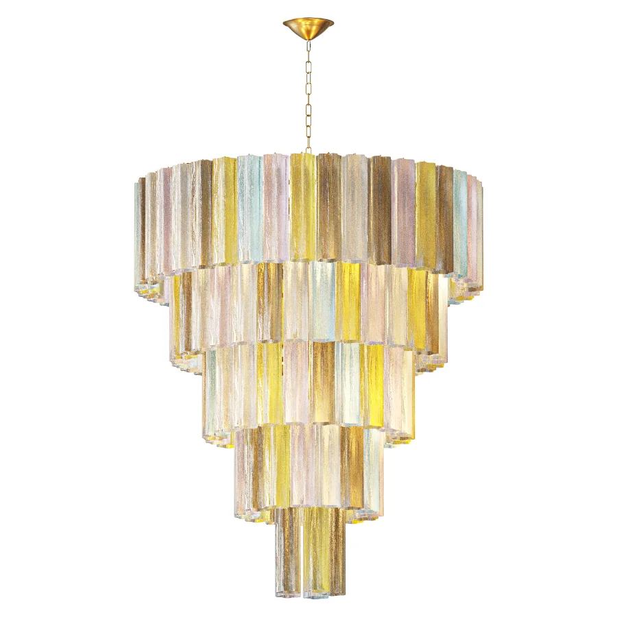Contemporary Multicolor Tronchi Murano Glass Chandelier Image 2
