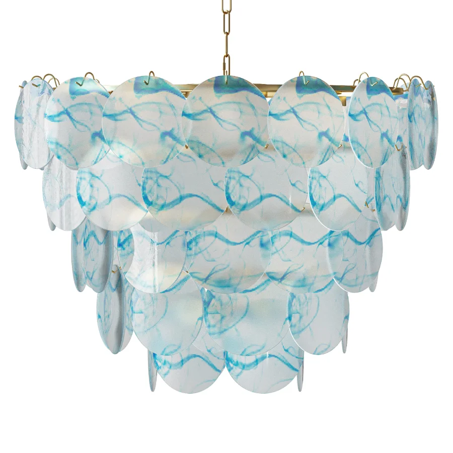 Blue Murano Disc Chandelier Image 2