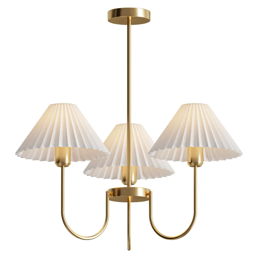 Lenore Pleated Chandelier 3 heads Image 1