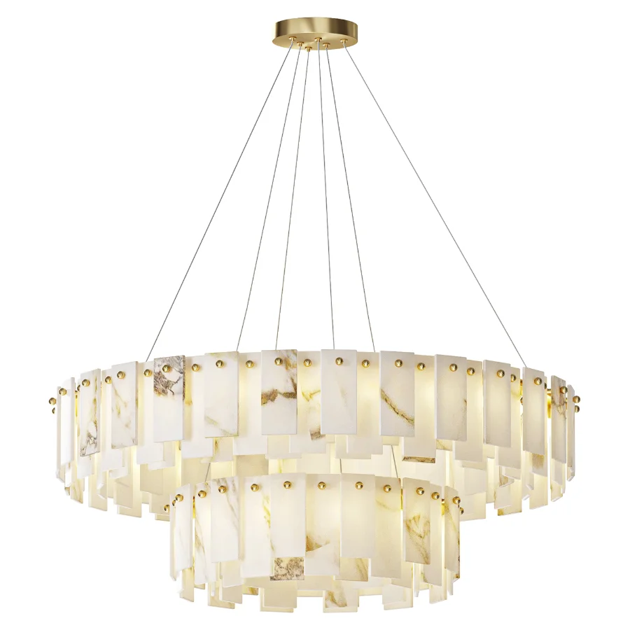 Double Round Alabaster Chandelier Image 1