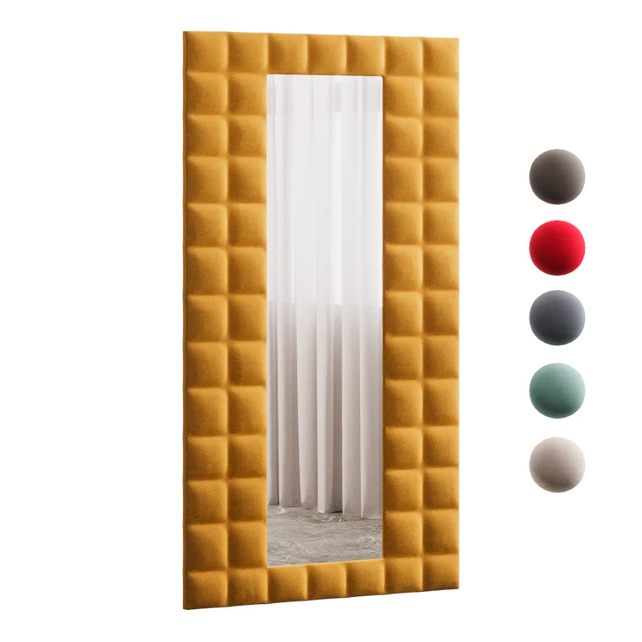 Modern Fabric Upholstered Full Length Floor Mirror 14 Image 1