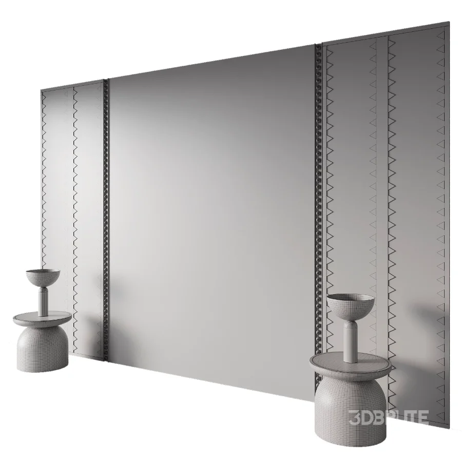 Timeless Wood Headboard with Artistic Panels Image 5