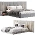 Walvia Gray Velvet Luxury Wide Headboard Bed - Thumbnail 6