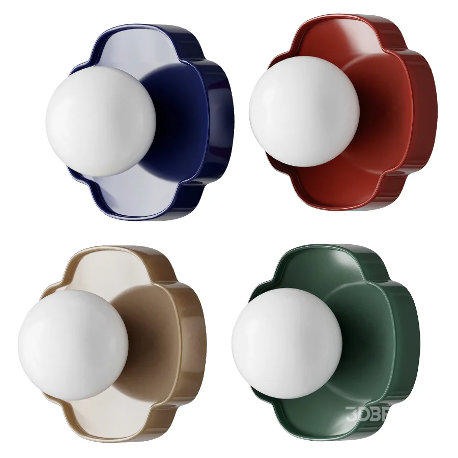 Flower Shape Round Glass Wall Lamp White Ceramic Opal NineLighting Image 1