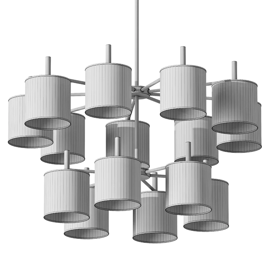 Ellis Two Tier Chandelier Antique Brass Linen Shades Image 3