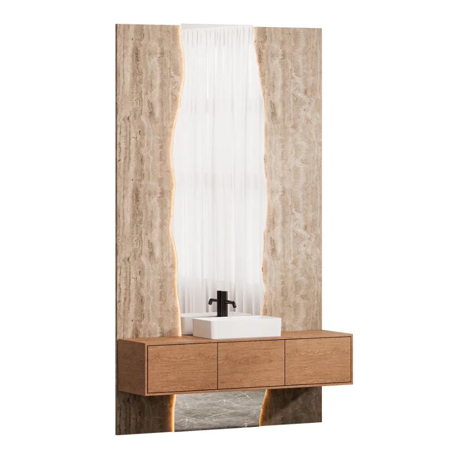 Travertine Bathroom Furniture Set 07 Image 2