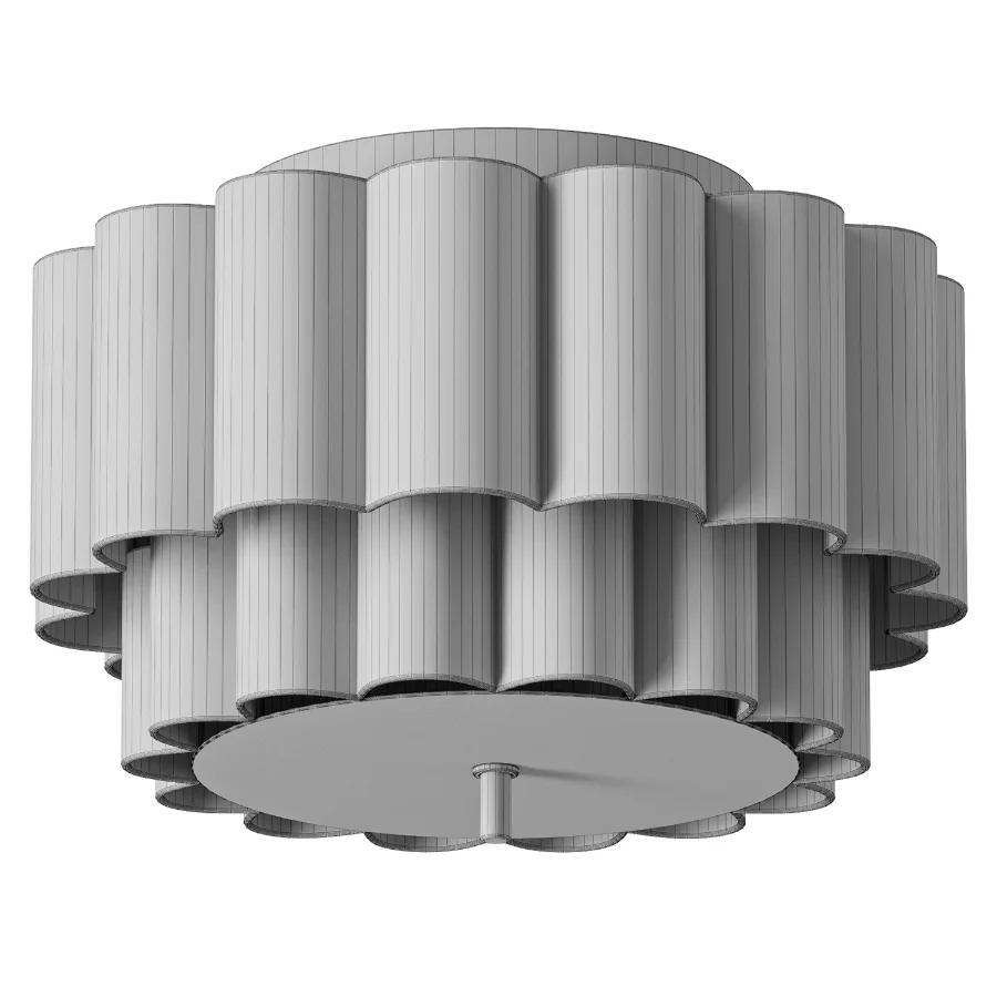 Lights & Lamps Folia Scalloped Natural Linen Flush Pendant Image 3