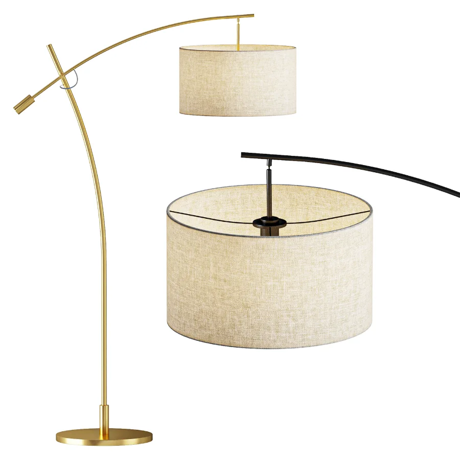 Possini Euro Raymond Warm Gold Adjustable Boom Arc Floor Lamp Image 1