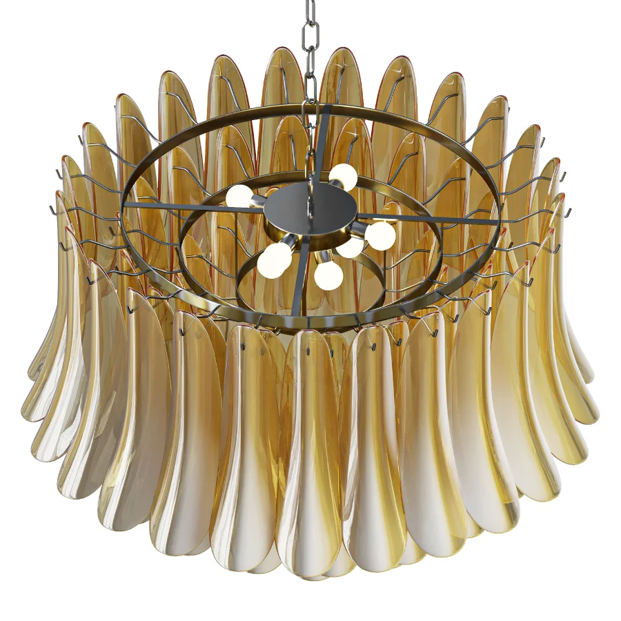 Petal Amber Murano Glass Chandelier Image 3
