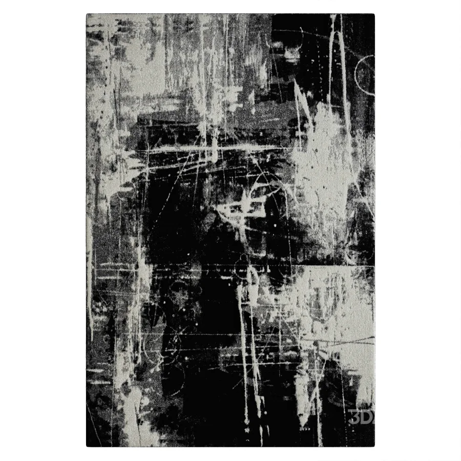 Stourbridge Abstract Area Rug in Black Image 2