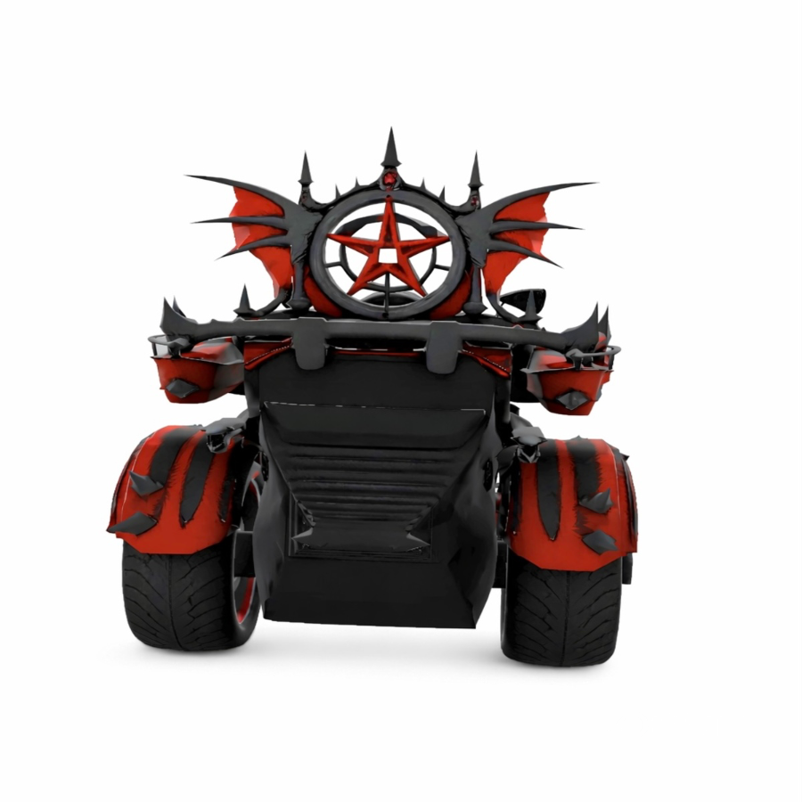 Luxury Gothic Devil Throne Trike Motorcycle – Red Black Fantasy 3D Model Image 3