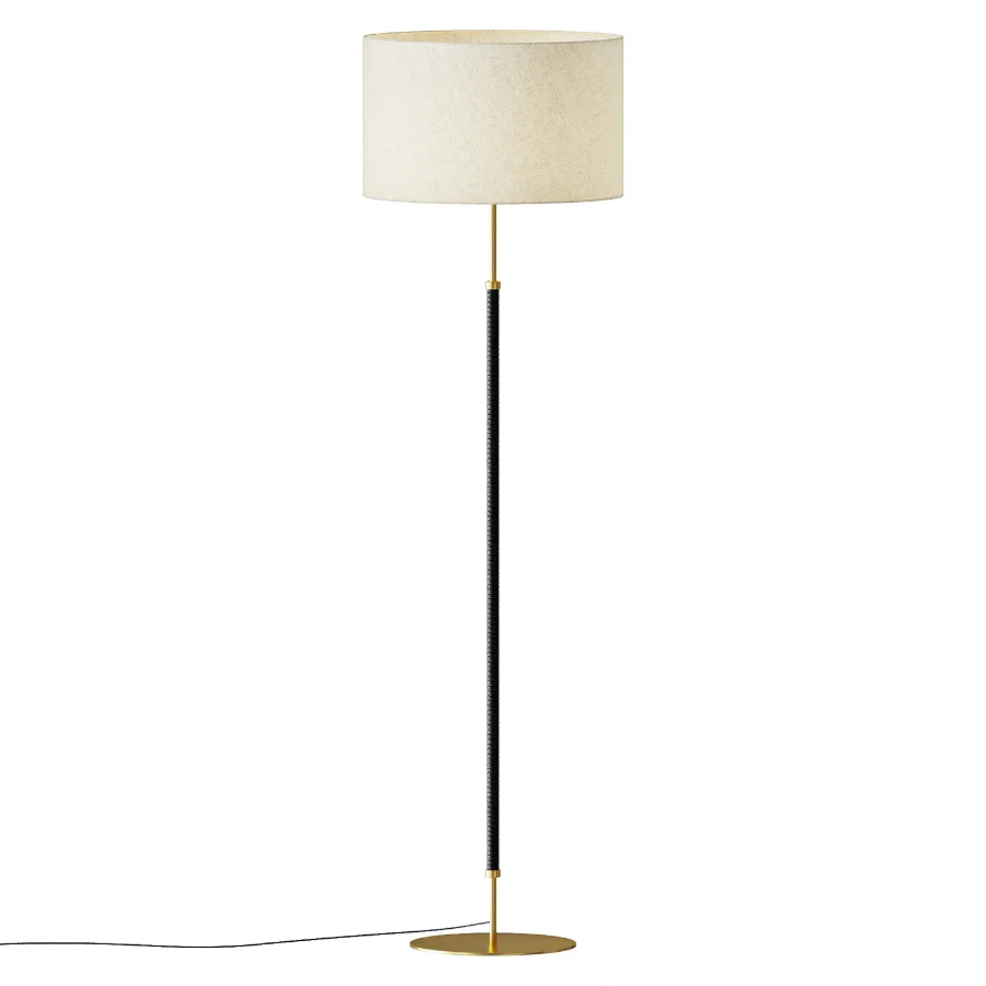 AMPM Jihana Brass Metal Linen Floor Lamp Image 2