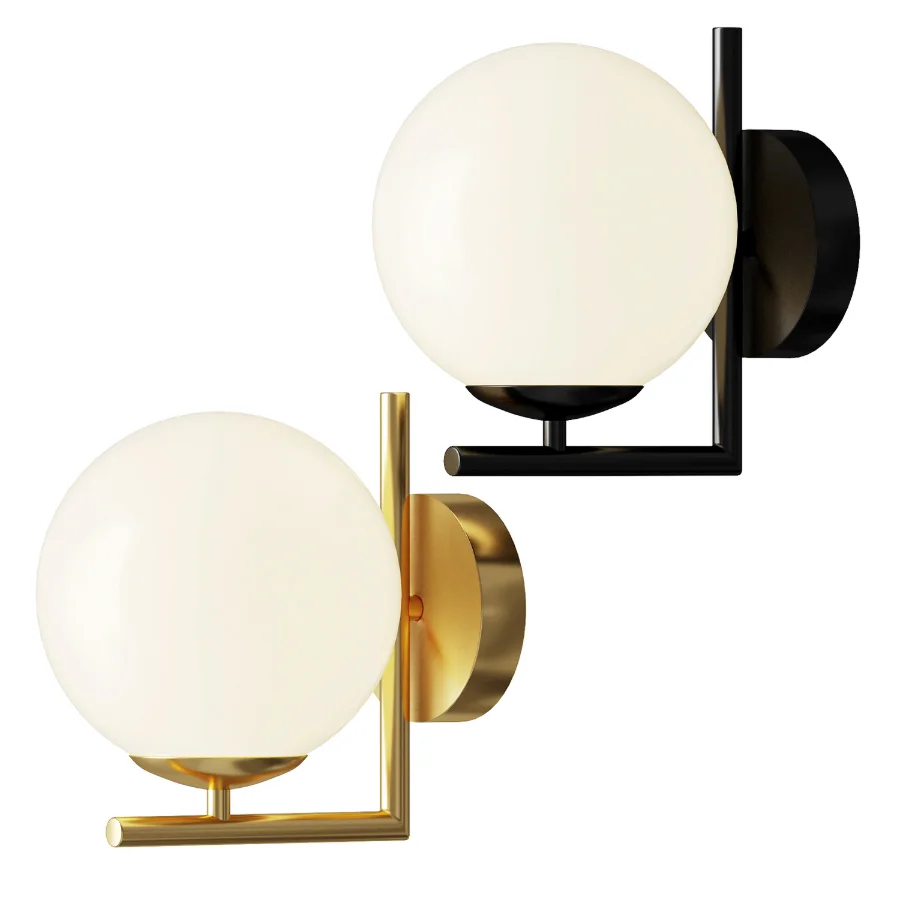 Indoor Ball LED Wall Light Gold Glass Image 1