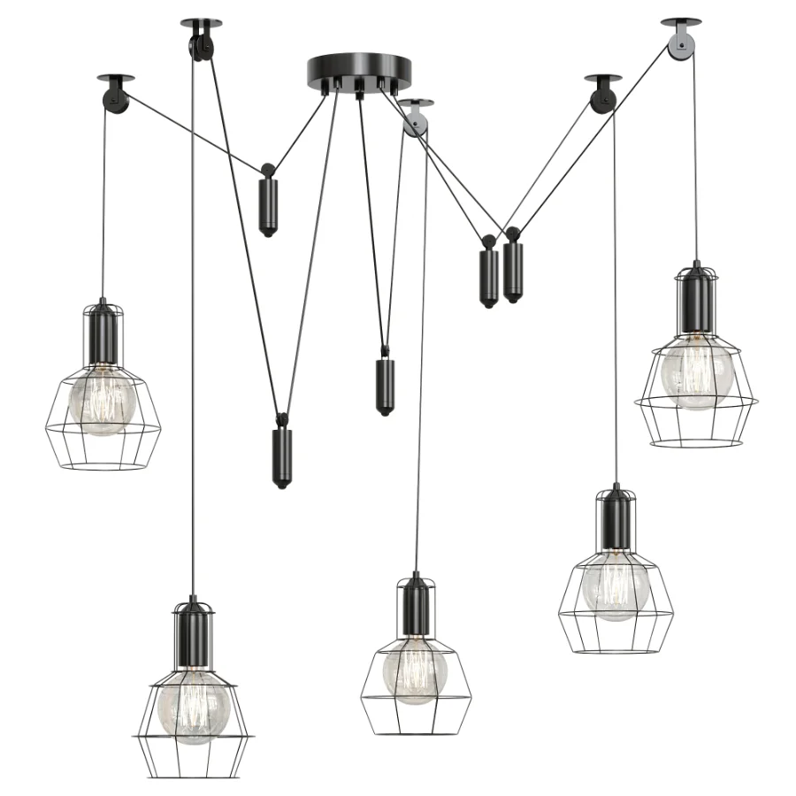 Bingham Caged Bulbs Industrial Pendant Light Image 5