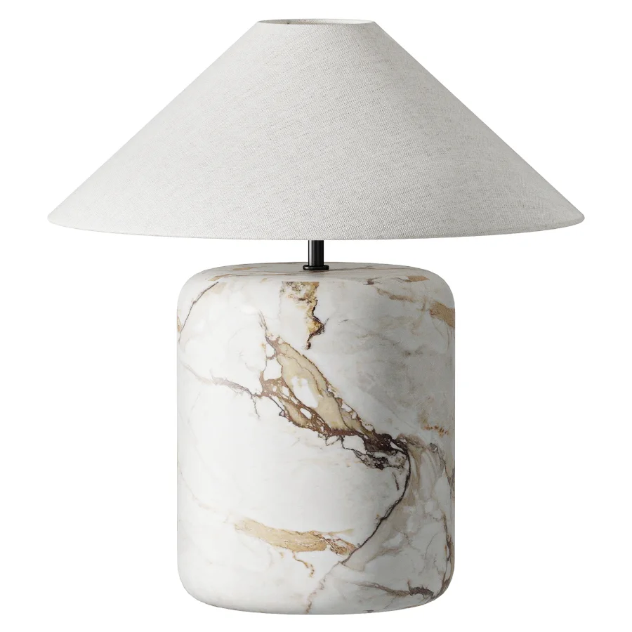 Block Golden Calacatta Marble Table Lamp Image 2