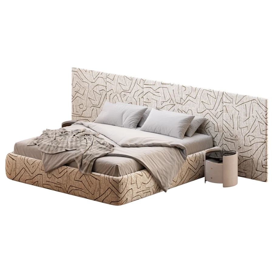 Rectangle bed with wide headboard Image 5