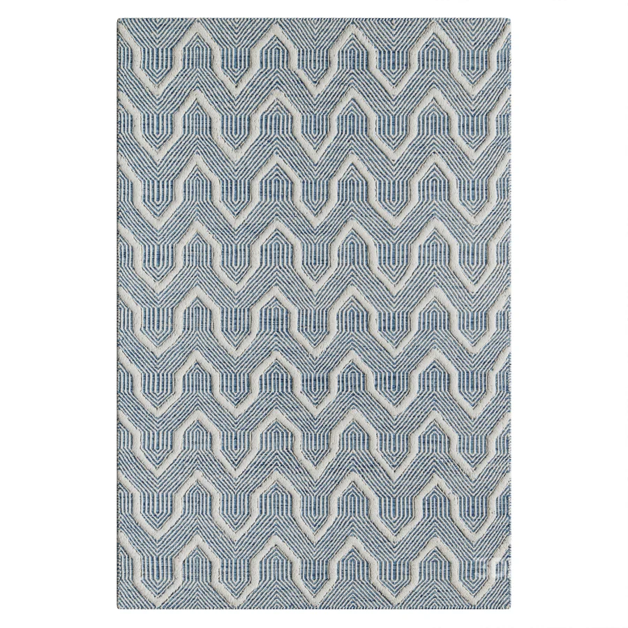 Langdon Geometric Handmade Flatweave Wool Blue Image 2
