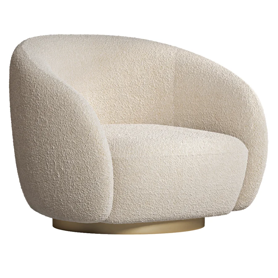 EICHHOLTZ Swivel Armchair BRICE Boucle Cream Image 2