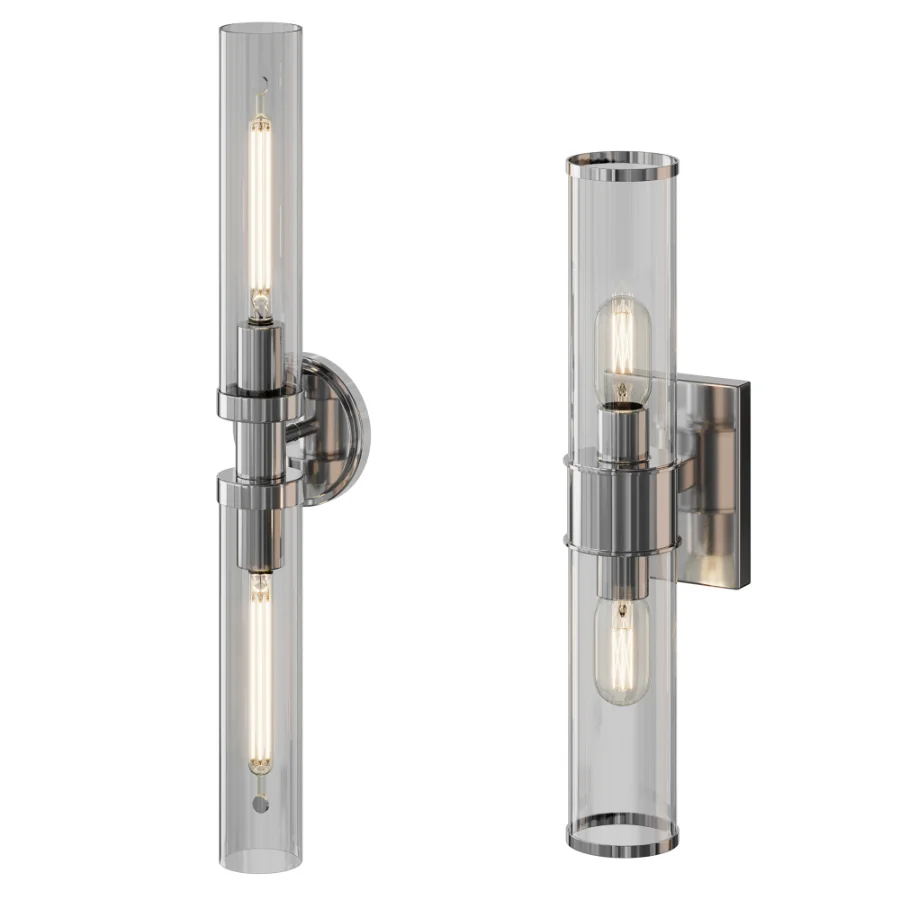 Simple Glass Cylinder Sconce And Daphne Vanity Light Image 3