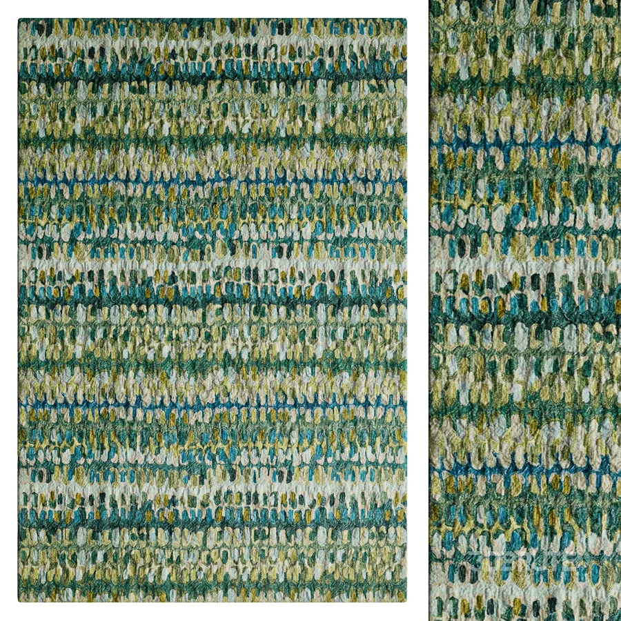 Paint Chip Moss Hand Micro Hooked Wool Rug Image 1