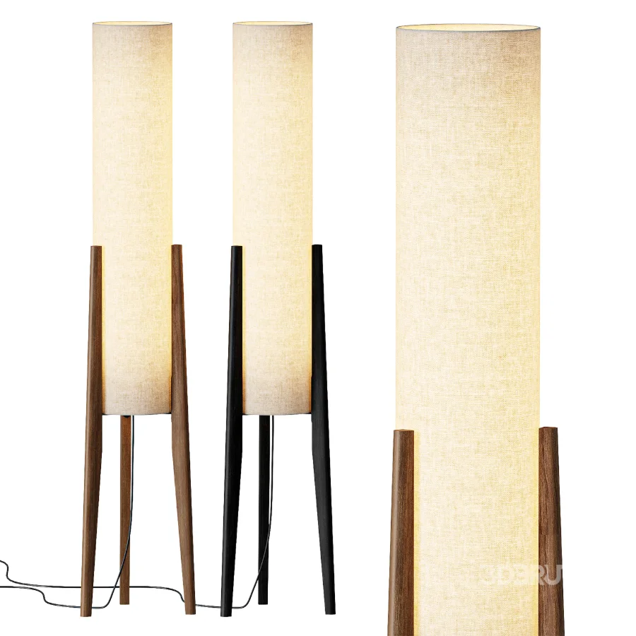 Japanese Wooden LED Floor Lamp Image 1