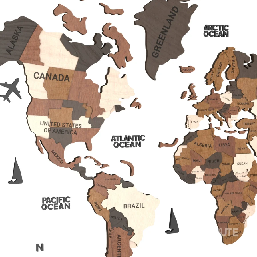 Wooden World Map Wall Decor Image 3
