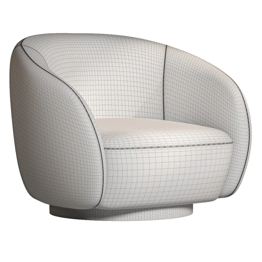 EICHHOLTZ Swivel Armchair BRICE Boucle Cream Image 4