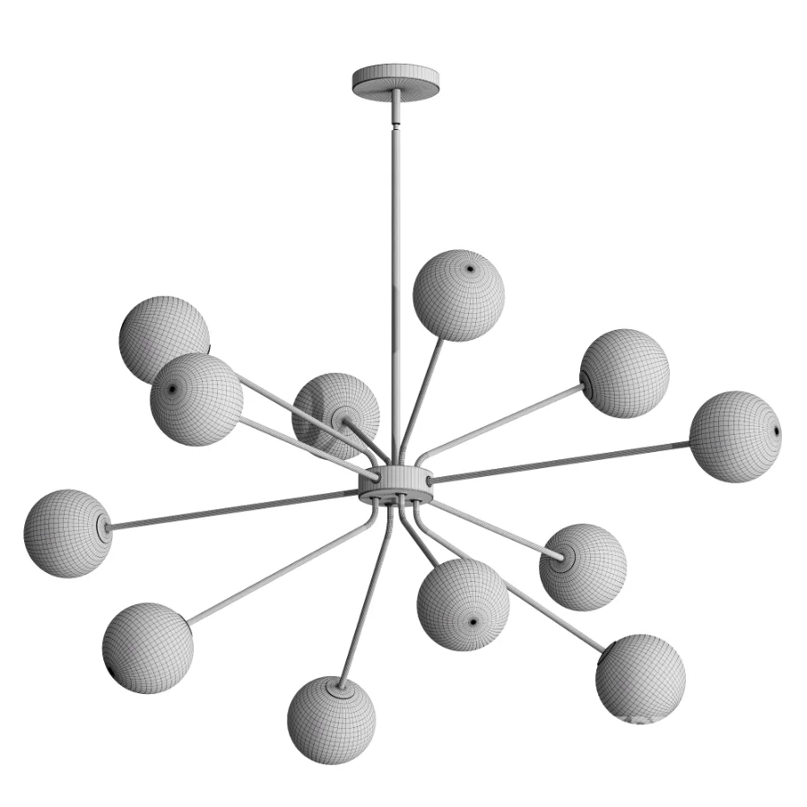 Brass Firework Opal Glass Globe Sputnik Chandelier Image 3