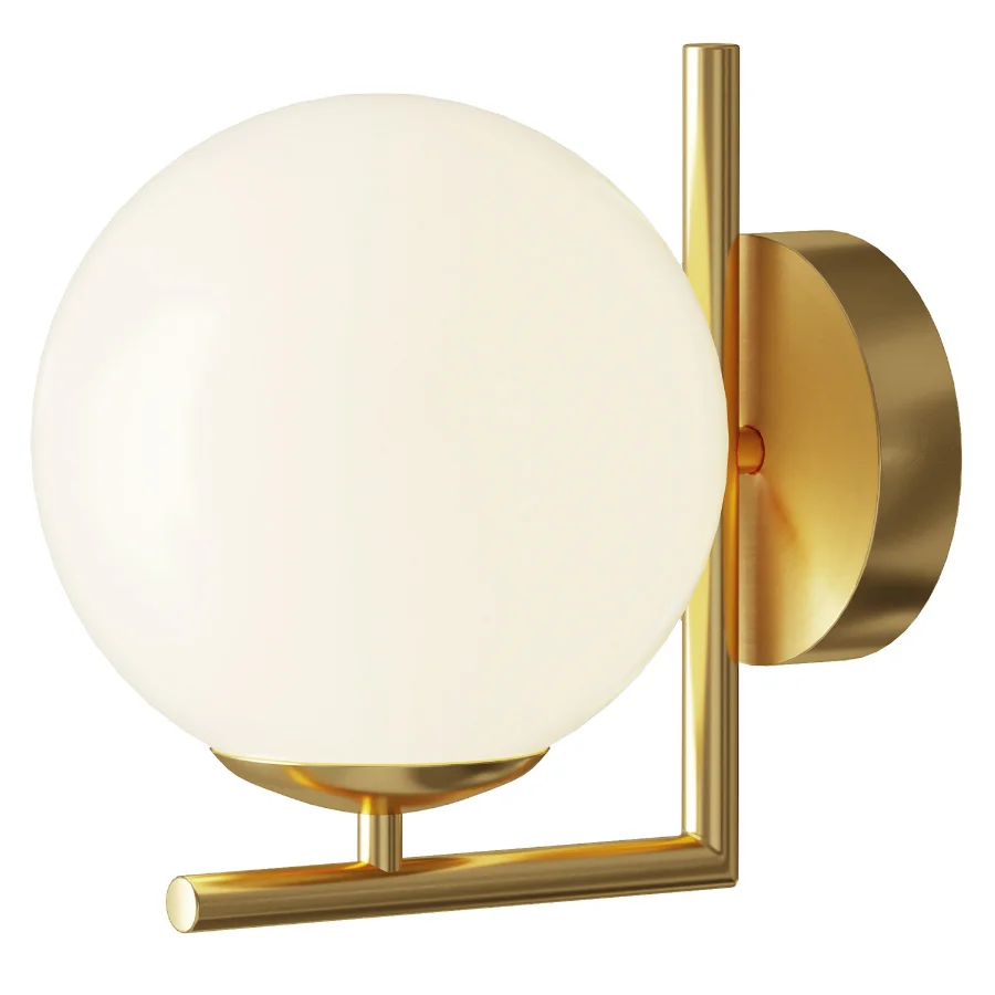 Indoor Ball LED Wall Light Gold Glass Image 3