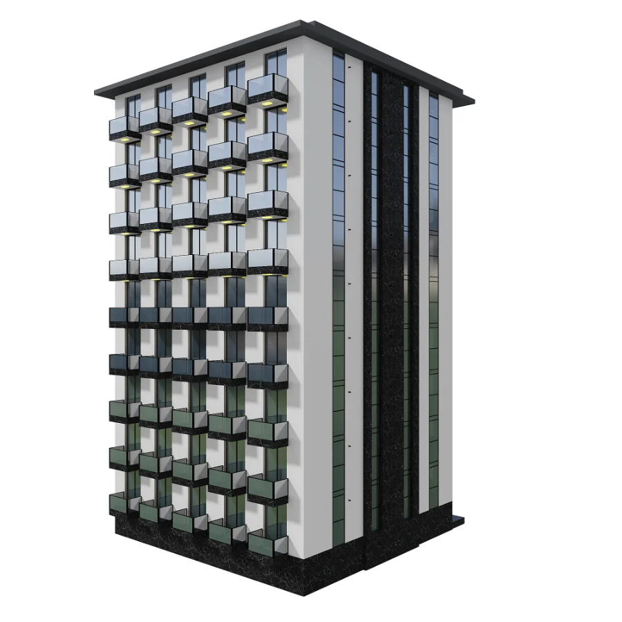 Modern Residential Building Model Image 4