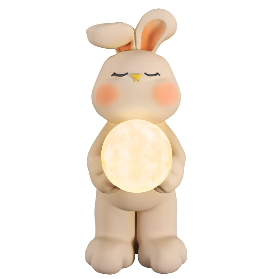 Stylized Rabbit Figurine Moon Lamp Image 1