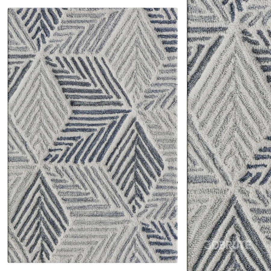 Karari Blue Hand Hooked Wool Rug Image 1