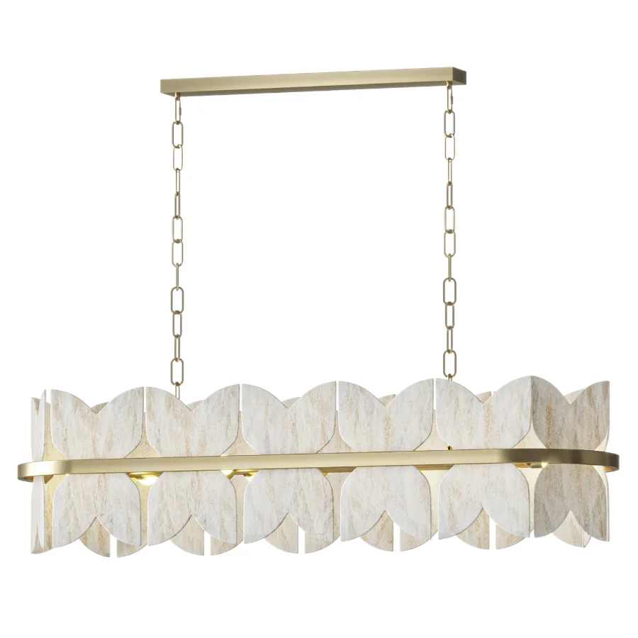 Alabaster Petal Tier Chandelier Rectangle Image 2