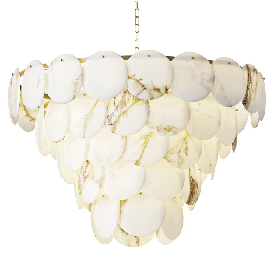 Linkori Natural Alabaster Chandelier 5 Tier Pendant Light Image 2