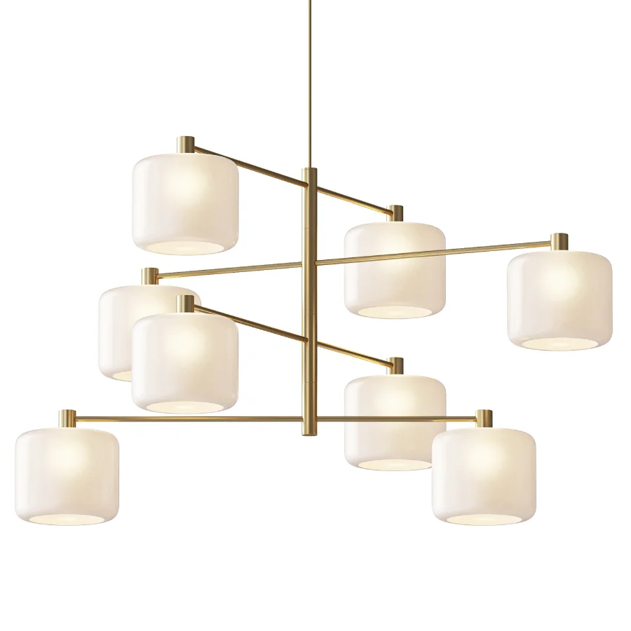 Crate & Barrel Colombe Burnished Brass and Glass Chandelier Image 1