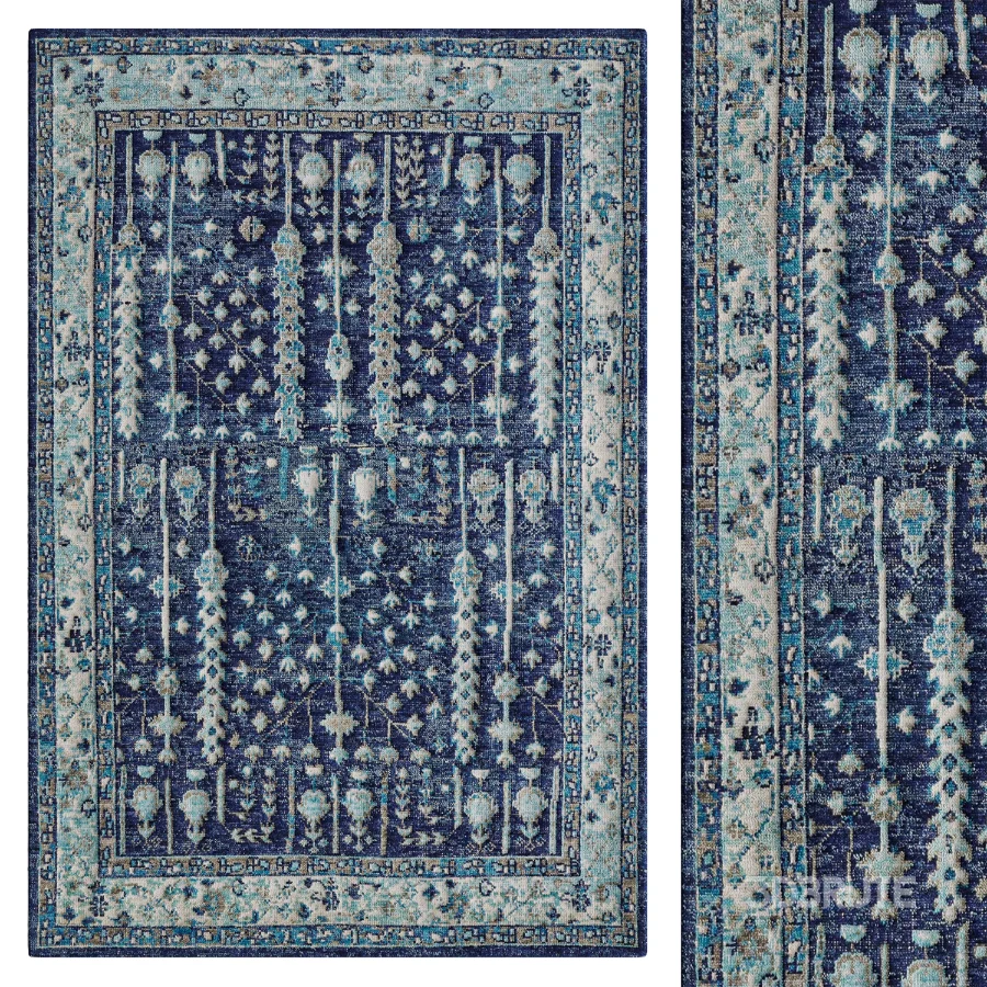 Maarja Wool Oriental Area Rug in Blue Image 1