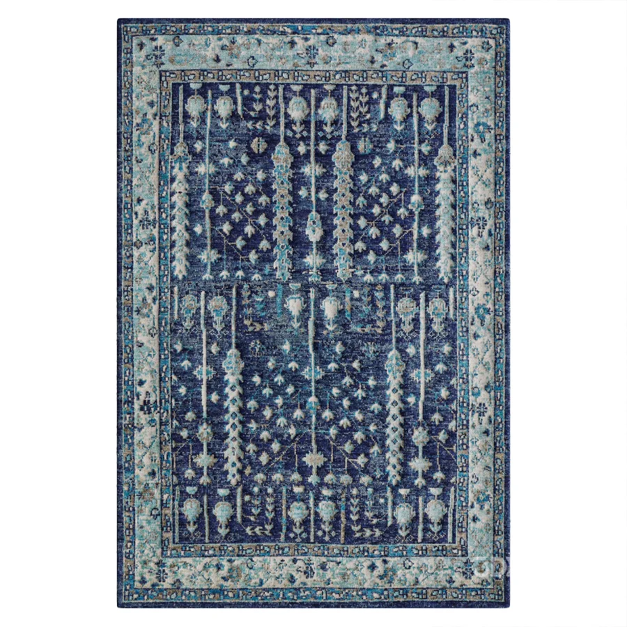 Maarja Wool Oriental Area Rug in Blue Image 2