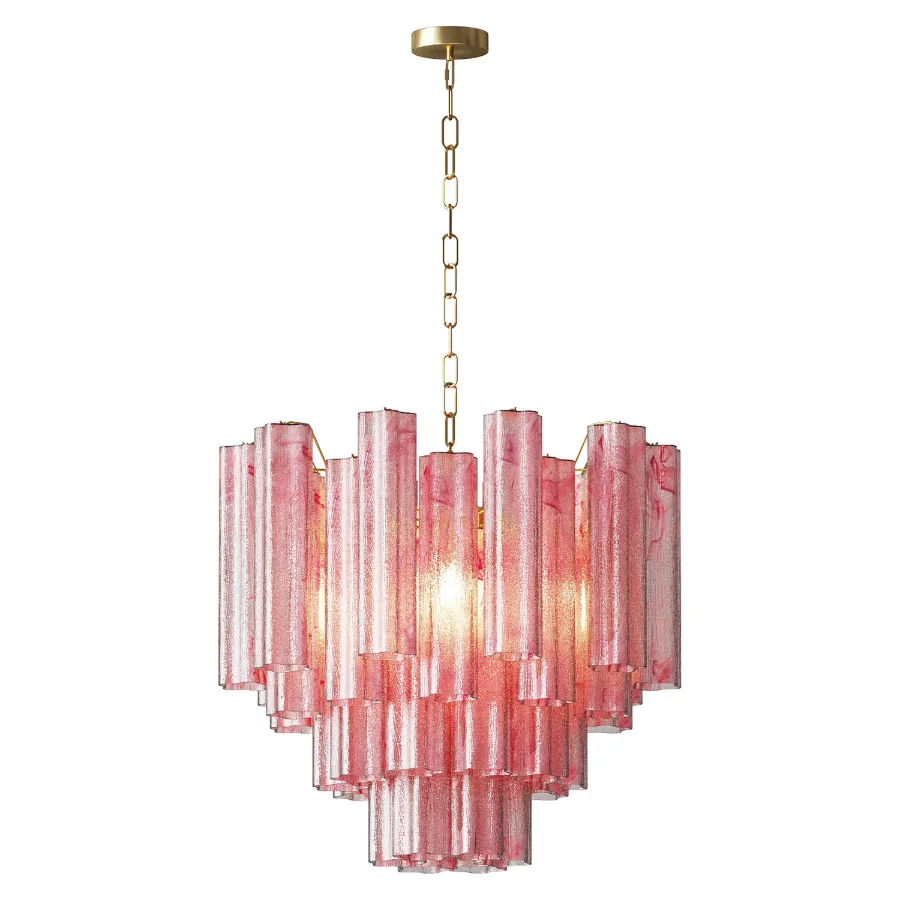 Fantastic Glass Tube Chandelier 36 Albaster Pink Glasses Image 2