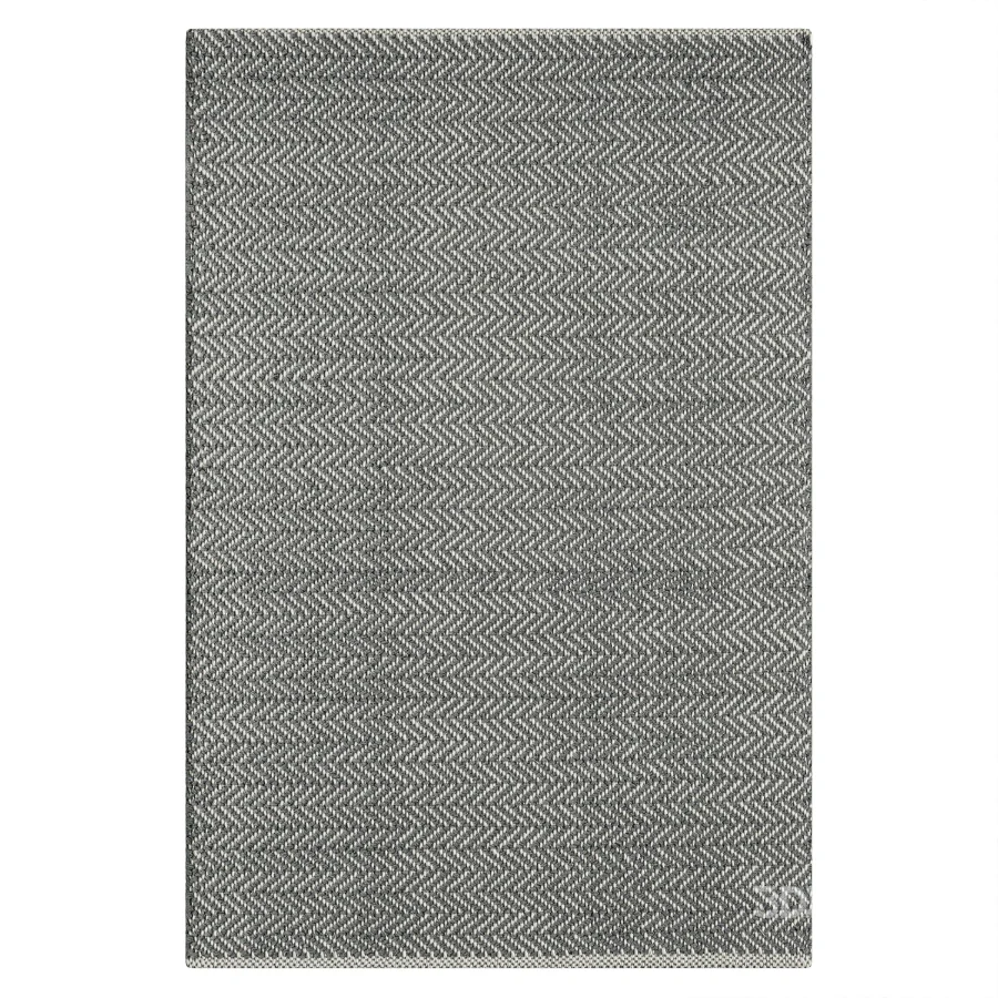 Herringbone Swedish Blue Handwoven Cotton Rug Image 2