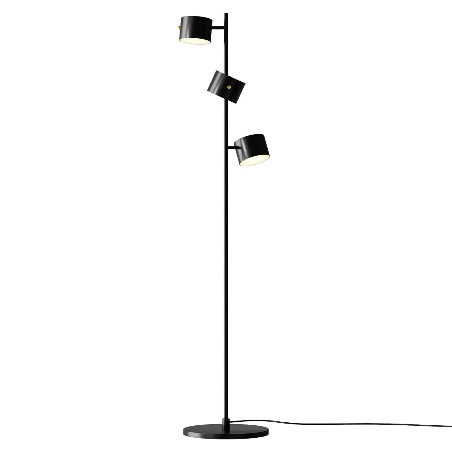 CB2 Convene Articulating Black Metal Trio Floor Lamp Image 1