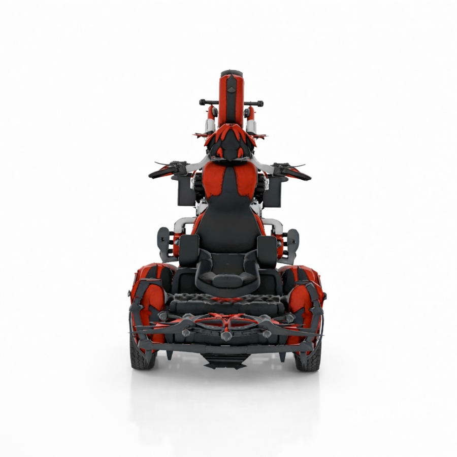 Luxury Gothic Devil Throne Trike Motorcycle – Red Black Fantasy 3D Model Image 2