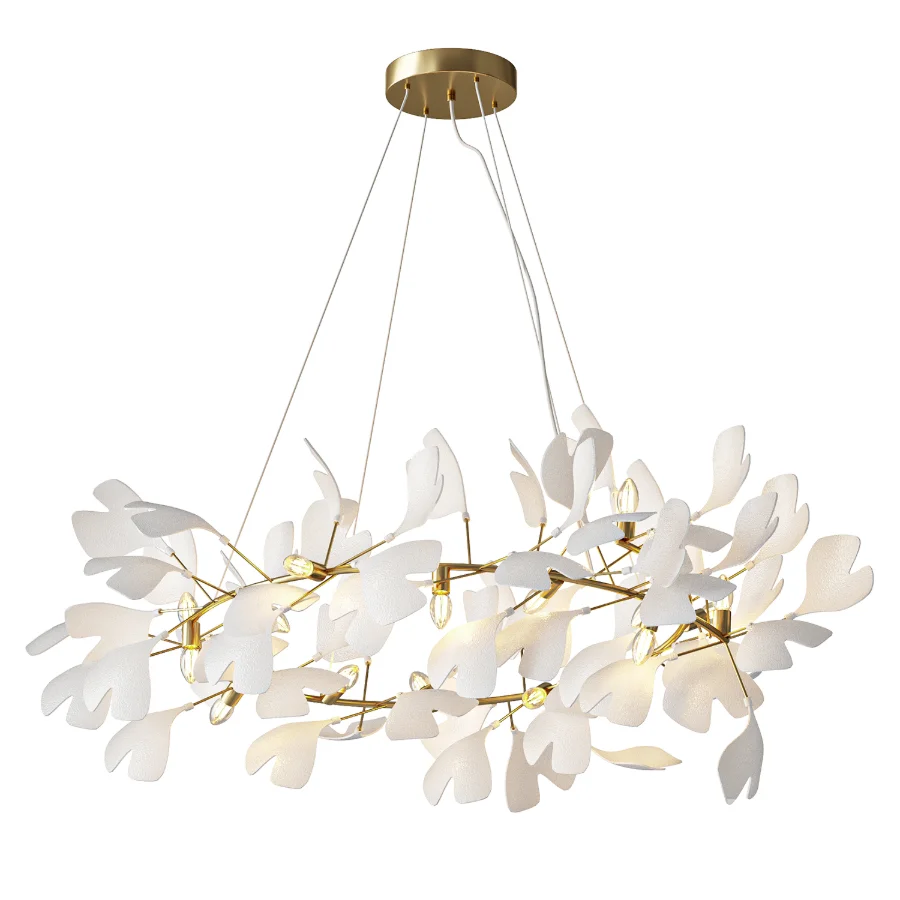 Natha Ceramic Ginkgo Round Chandelier Image 1