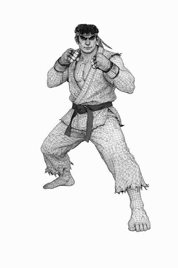 Realistic Martial Arts Fighter Character – Fighting Pose Image 5