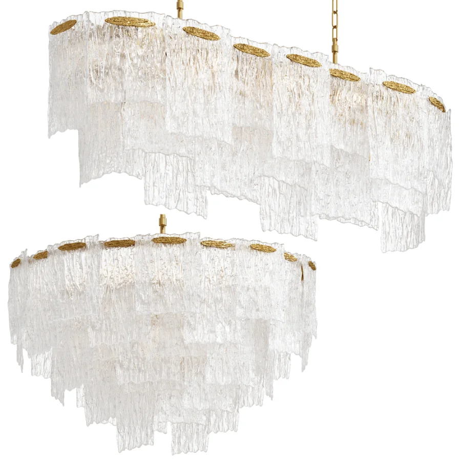 Round Ribbed Glass Chandelier By Garda Decor Image 1